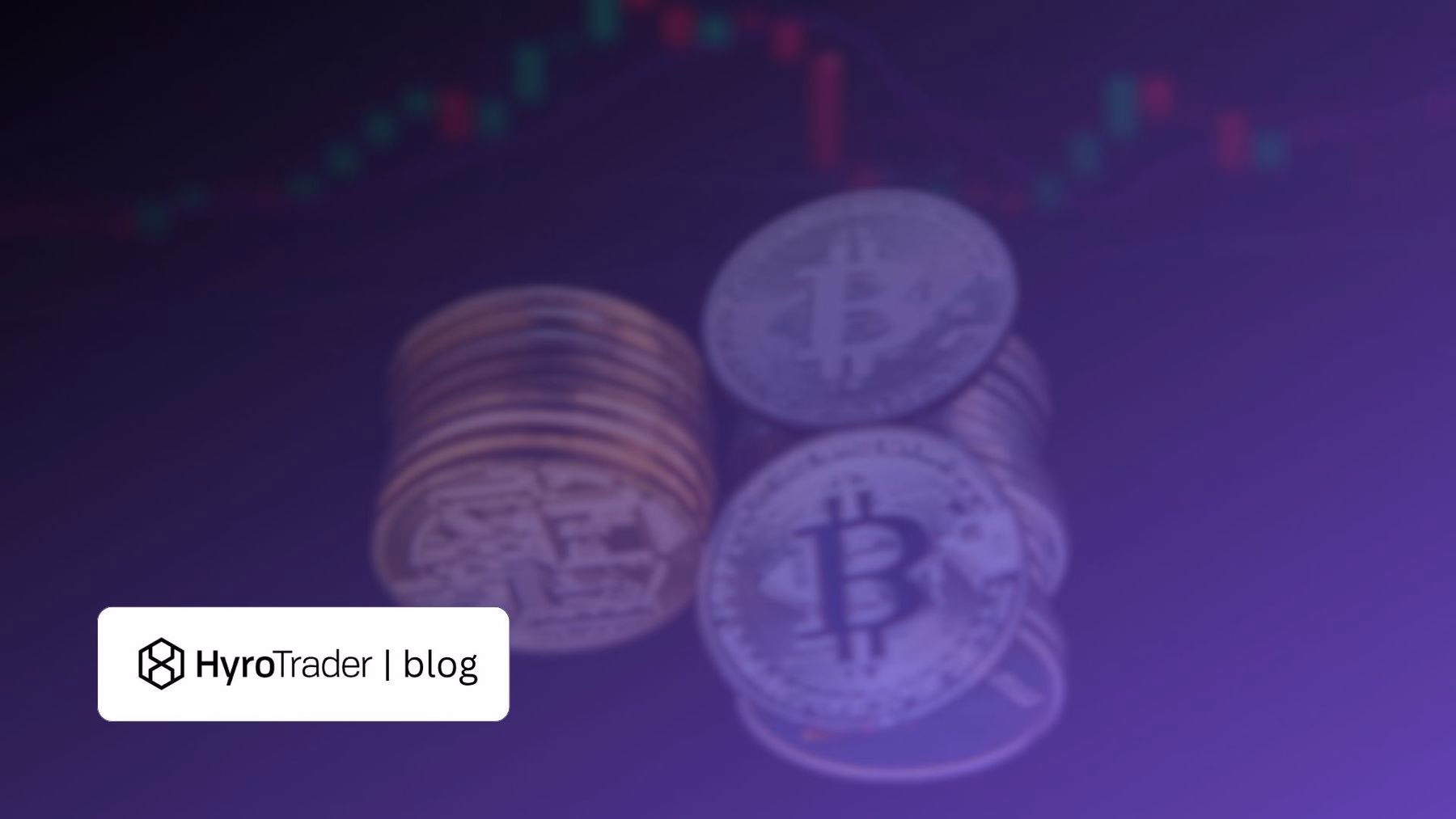 Bitcoin coins in front of a blurred price chart